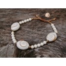 Wave Sea Shell Bracelet with White Gemstones